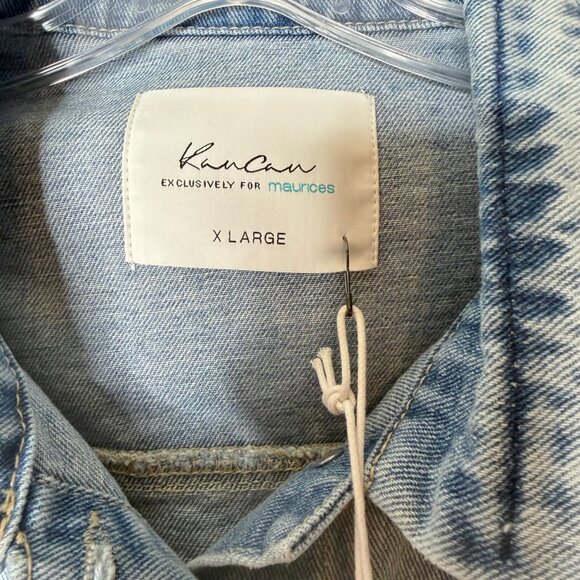 NWT Kancan Maurices Women’s Jean Jacket XL Distressed Denim Crop (Msrp $64.90) - Picture 7 of 10